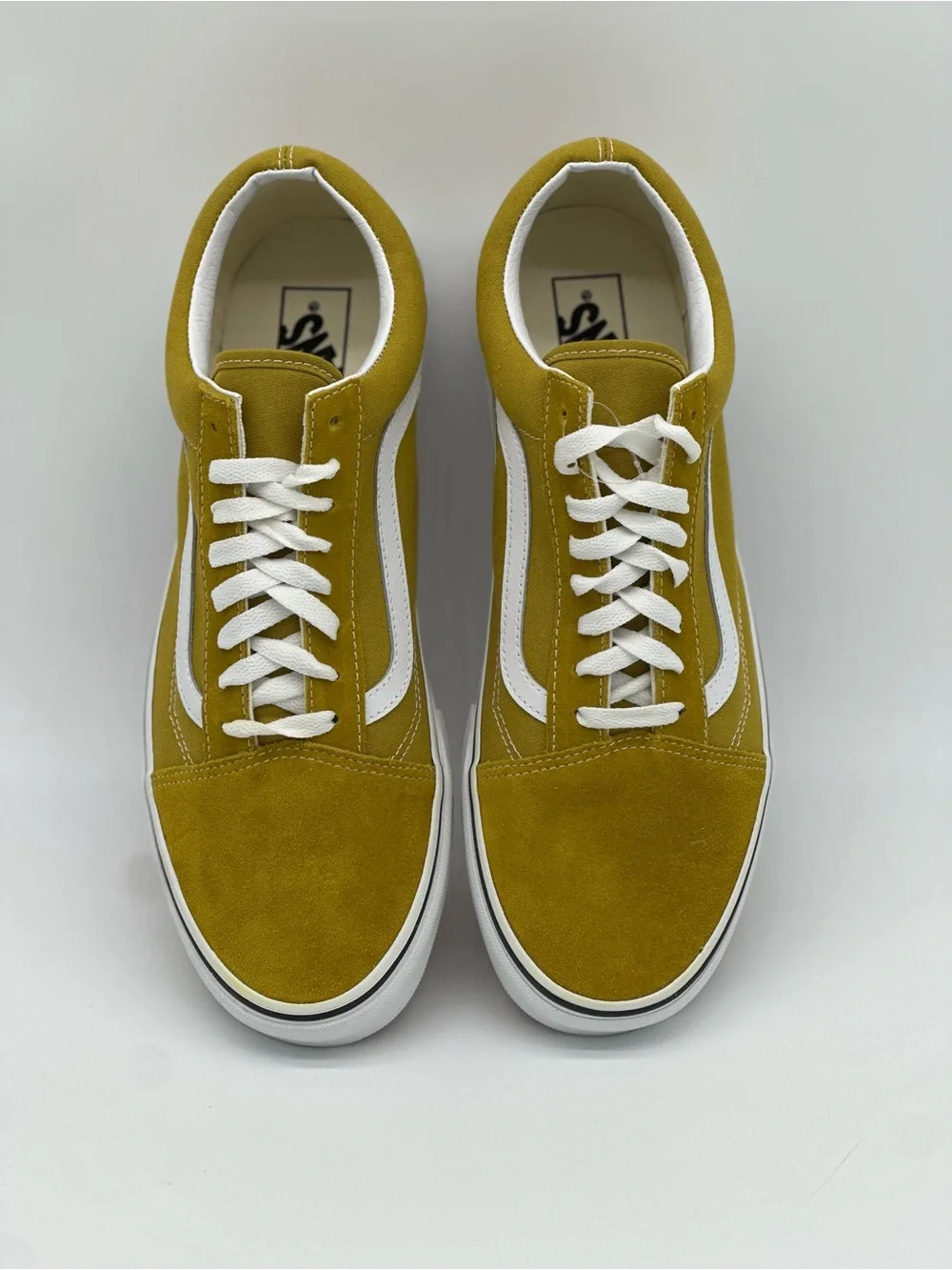 Vans Mustard Yellow Low-Top Suede Sneakers with White Stripe